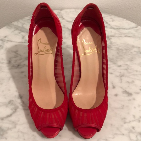 Christian Louboutin Red Chiffon pumps - Picture 2 of 4